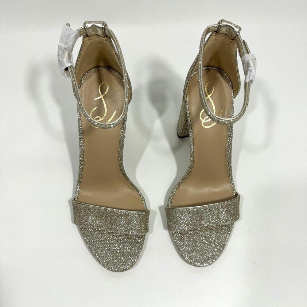 Sam Edelman Women’s Size 9 Wide Light Gold Mesh Yaro Ankle Strap Block Heels - Picture 5 of 9